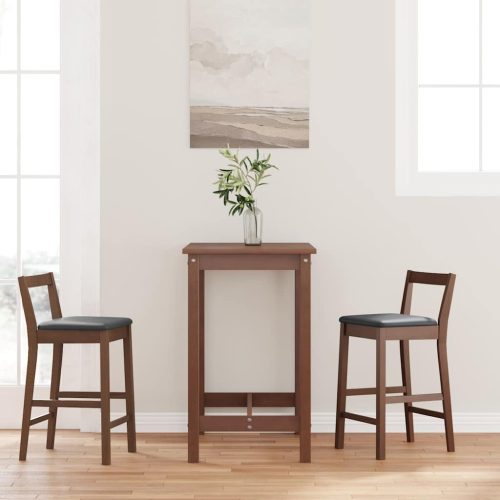 vidaXL 2 db barna tömörfa gumiból bárszékek párnákkal