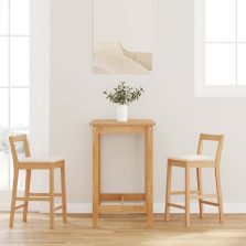   vidaXL 2 db természetes tömörfa gumiból bárszékek párnákkal