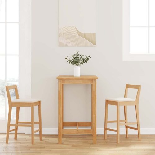 vidaXL 2 db természetes tömörfa gumiból bárszékek párnákkal