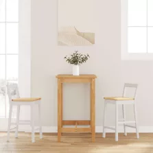 vidaXL 2 db fehér tömörfa gumiból bárszékek