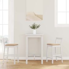   vidaXL 2 db fehér tömörfa gumiból bárszékek párnákkal