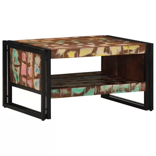 vidaXL többszínű tömör újrahasznosított fa dohányzóasztal 90x50x38cm
