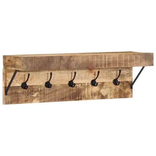 vidaXL Kabáthorog Falra szerelhető Barna 73 x 19 x 23 cm Tömör mangófa