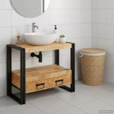   vidaXL Mosdó szekrény fiókkal Barna 71 x 33 x 58 cm Tömör Mangófát