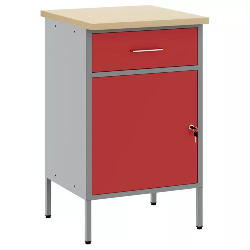 vidaXL Munkapad Piros és Szürke 50 x 55 x 85 cm Műszaki fa és acél