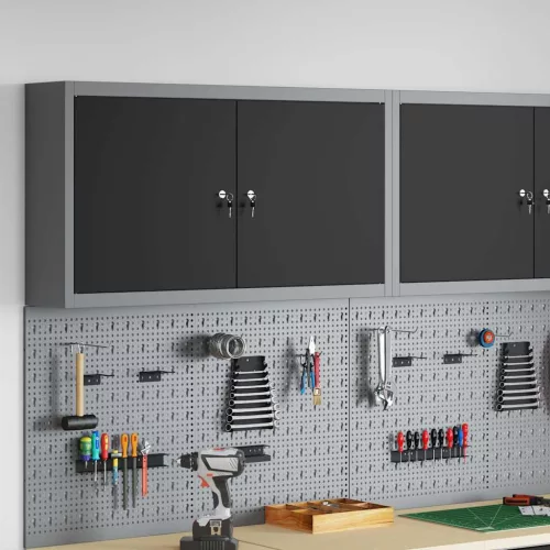 vidaXL Szerszám szekrény polcokkal Fekete és Szürke 50 x 20 x 55 cm