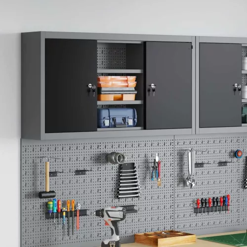 vidaXL Szerszám szekrény polcokkal Fekete és Szürke 50 x 20 x 55 cm
