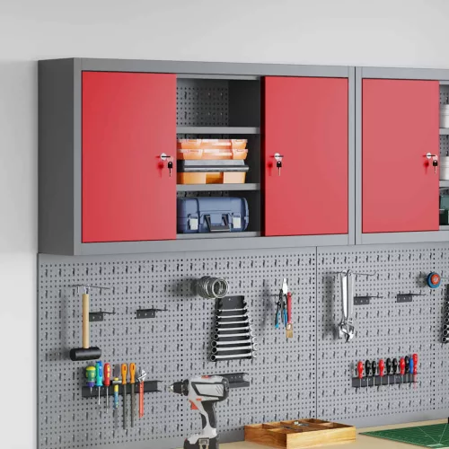 vidaXL Szerszám szekrény polcokkal Piros és Szürke 50 x 20 x 55 cm