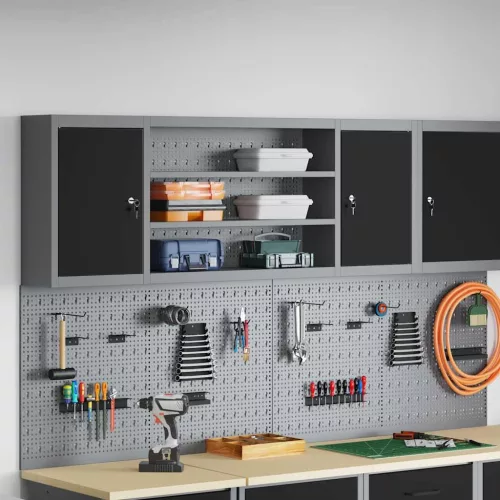vidaXL Szerszám szekrény polcokkal Fekete és Szürke 50 x 20 x 55 cm