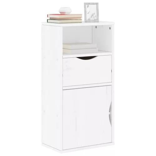 vidaXL ODDA tömörfa fenyőfa oldalsó szekrény fiókkal fehér 40x24x79 cm