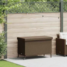  vidaXL barna polyrattan kerti tárolóláda kerekekkel 110x55x73 cm