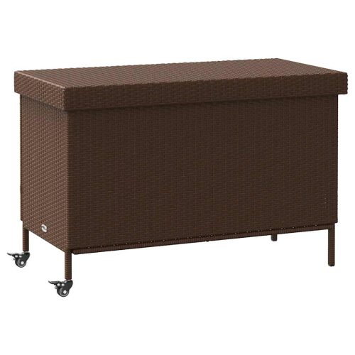 vidaXL barna polyrattan kerti tárolóláda kerekekkel 110x55x73 cm