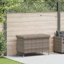   vidaXL szürke polyrattan kerti tárolóláda kerekekkel 110x55x73 cm