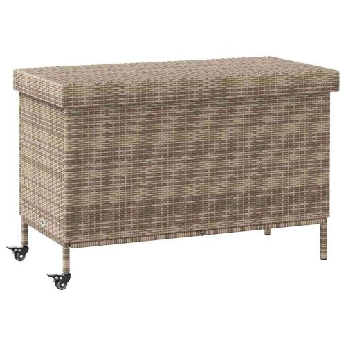 vidaXL szürke polyrattan kerti tárolóláda kerekekkel 110x55x73 cm