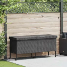   vidaXL fekete polyrattan kerti tárolóláda kerekekkel 160x55x75 cm
