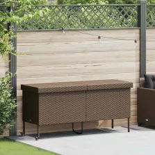   vidaXL barna polyrattan kerti tárolóláda kerekekkel 160x55x75 cm