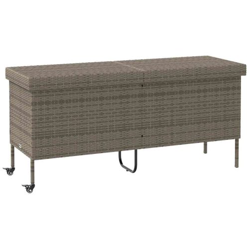 vidaXL szürke polyrattan kerti tárolóláda kerekekkel 160x55x75 cm