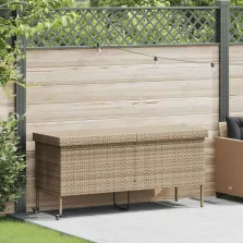   vidaXL bézs polyrattan kerti tárolóláda kerekekkel 160x55x75 cm