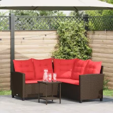   vidaXL Kültéri kanapé szett párnával 2 pcs Barna és Piros polirattan