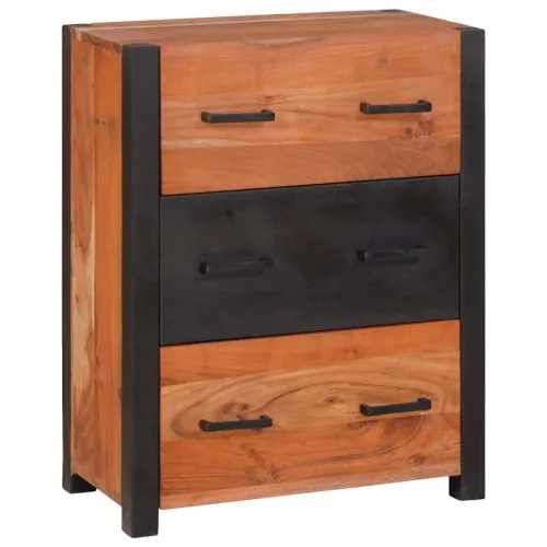 vidaXL Széf fiókkal Barna 55 x 30 x 75 cm Tömör Akácfa