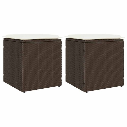 vidaXL 2 db barna polyrattan kerti szék párnával 40x40x43 cm