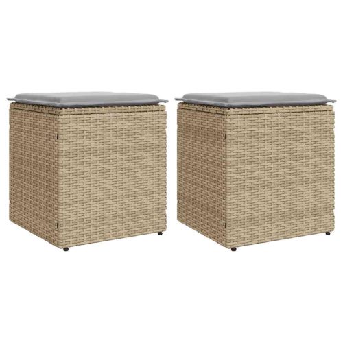 vidaXL 2 db bézs polyrattan kerti szék párnával 40x40x43 cm