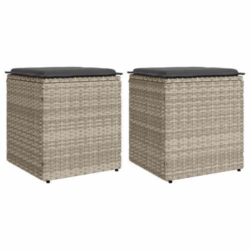 vidaXL 2 db világosszürke polyrattan kerti szék párnával 40x40x43 cm