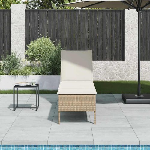vidaXL bézs polyrattan napozóágy párnával 55x200x44 cm