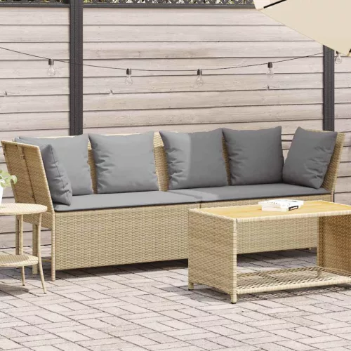 vidaXL bézs polyrattan kerti kanapé párnával