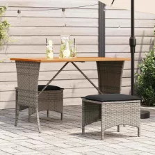   vidaXL szürke polyrattan akácfa lapos kerti asztal 105x75x72 cm