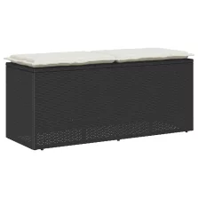 vidaXL fekete polyrattan kerti pad párnával 110x40x44 cm