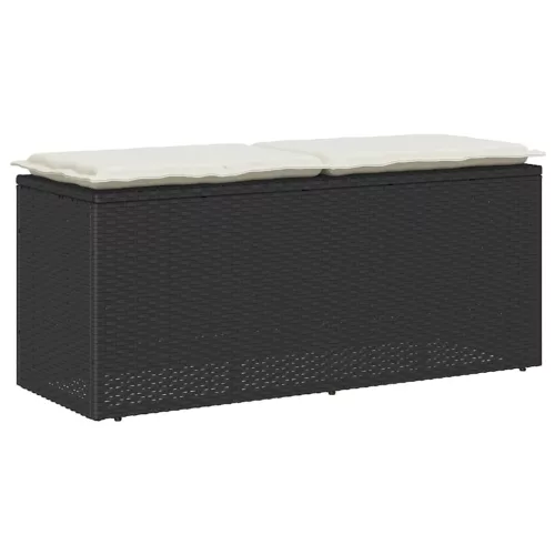 vidaXL fekete polyrattan kerti pad párnával 110x40x44 cm