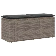   vidaXL szürke polyrattan kerti pad párnával 116 x 46 x 57 cm