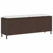 vidaXL barna polyrattan kerti pad párnával 110x30x40,5 cm