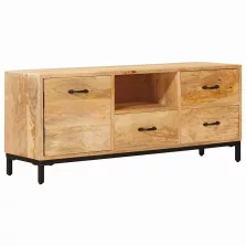   vidaXL Tévéállványok fiókkal Barna 110 x 30 x 46 cm Tömör Mangófát