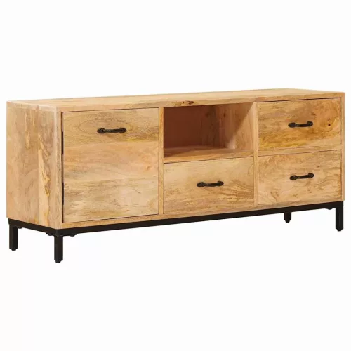 vidaXL Tévéállványok fiókkal Barna 110 x 30 x 46 cm Tömör Mangófát