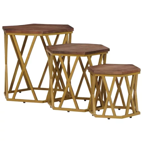 vidaXL Dohányzóasztalok Barna 55 x 55 x 50 cm Tömör Mangófát