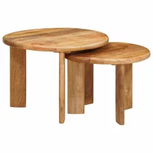   vidaXL Fészkelt Kávézó Asztalok 2 pcs Barna Tömör Mangófát