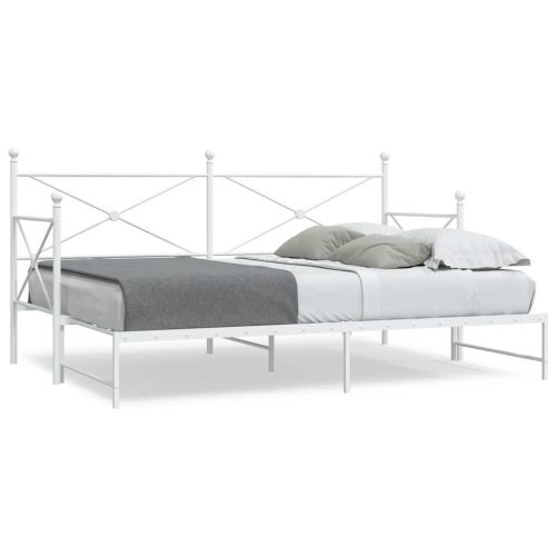 vidaXL Daybed with Trundle without Mattress White 90x200 cm acél