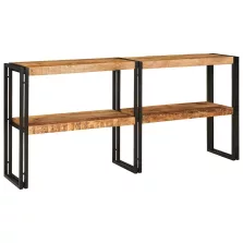   vidaXL Konzolasztal polcokkal Barna 160 x 33 x 75 cm Tömör Mangófát