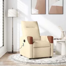 vidaXL krémszínű szövet dönthető masszázsfotel