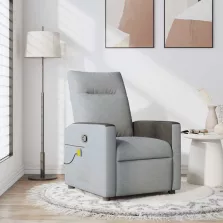 vidaXL világosszürke szövet dönthető masszázsfotel