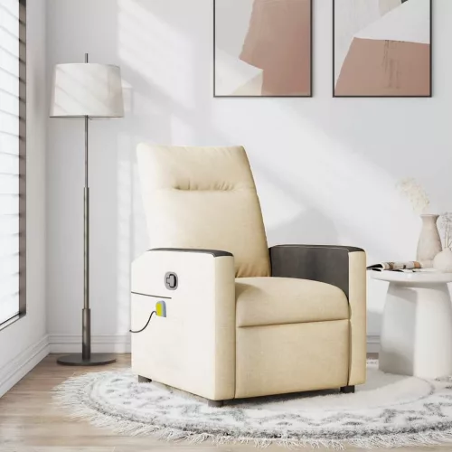 vidaXL krémszínű szövet dönthető masszázsfotel