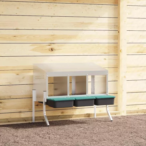 vidaXL horganyzott acél csirke fészekrakó doboz 3 rekeszes lábakkal