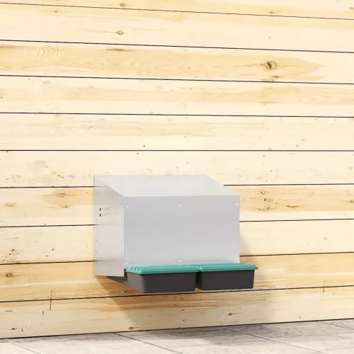 vidaXL 2 rekeszes, falra szerelhető, horganyzott acél csirkefészkelőláda