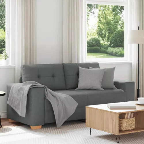 vidaXL sötétszürke szövet loveseat kanapé 140 cm