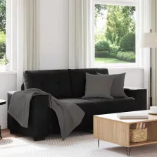 vidaXL fekete bársony loveseat kanapé 140 cm