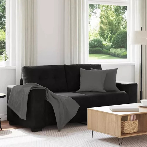 vidaXL fekete bársony loveseat kanapé 140 cm