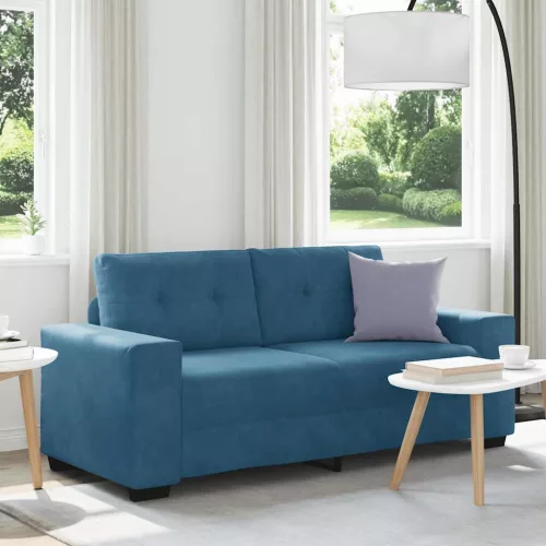 vidaXL kék bársony loveseat kanapé 140 cm