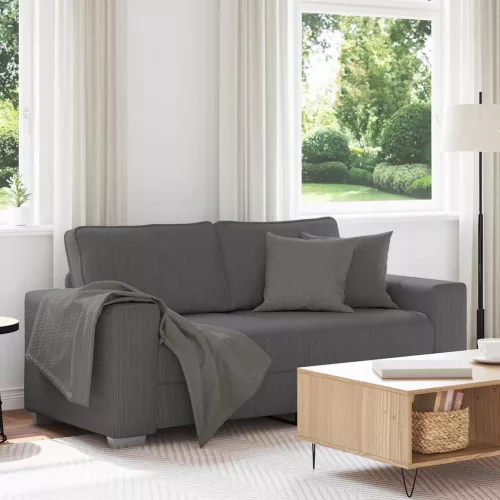 vidaXL sötétszürke kordbársony szövet loveseat kanapé 140 cm